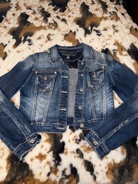 Dark Wash and Gems-Miss Me Jean Jacket